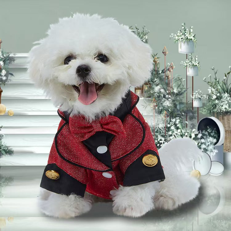 New Autumn Pet Wedding Suit Formal Tuxedo with Tie Polyester Dog Dress Evening Party Costume for Small Dogs