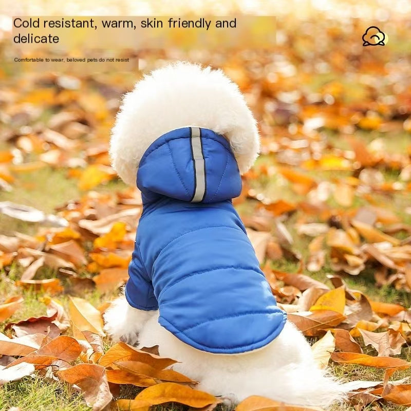 Pet clothing, winter clothing, dog clothing, new autumn and winter styles, down jackets, windproof hooded, cold resistant and insulated clothing for dogs