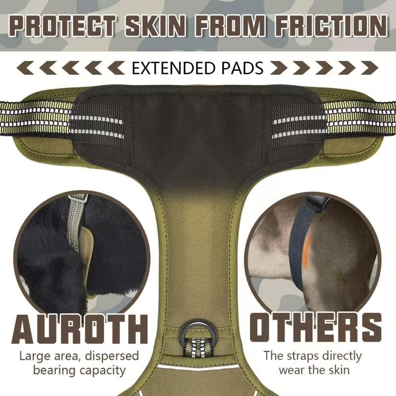 Pet tactical chest harness dog outdoor leash for large dogs with handle and adjustable traction vest