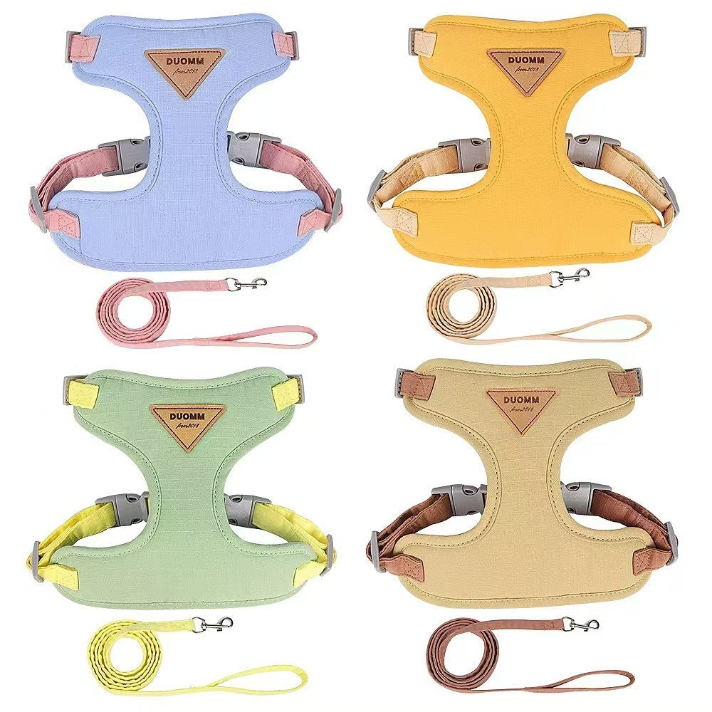 Dog leash cute small dog chest back light unrestrained chest strap outdoor anti-break free pet leash