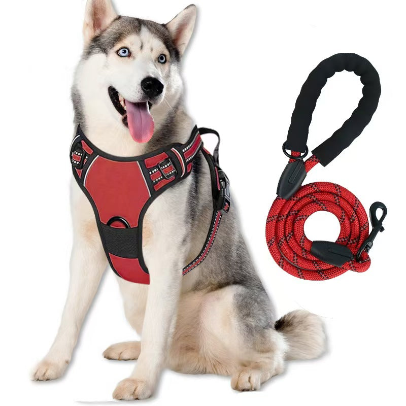 Pet chest back anti-explosion vest type chest back large dog pet chest back traction rope set