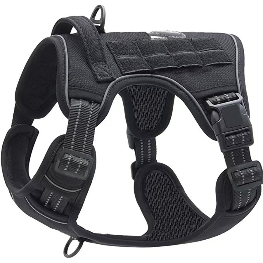 Pet tactical chest harness dog outdoor leash for large dogs with handle and adjustable traction vest