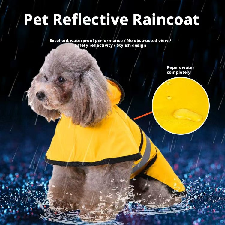 Hot-selling pet raincoat Small dog Medium and large dog Universal waterproof with reflective strip dog raincoat