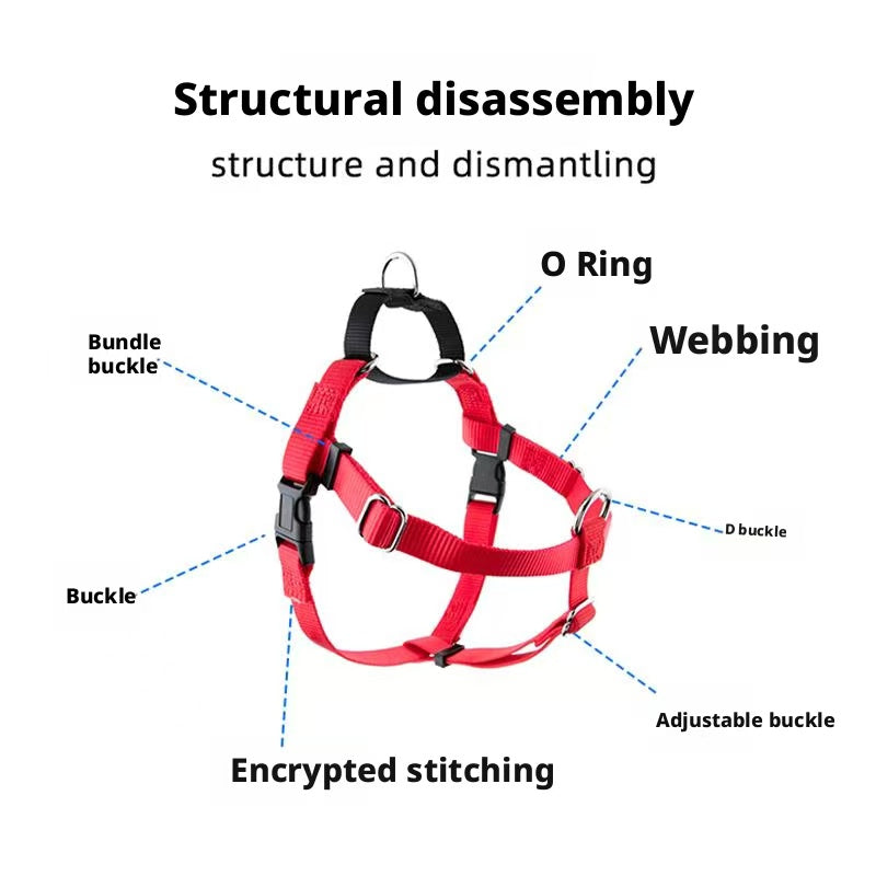 New large, medium and small dog pet chest strap nylon dog leash vest type chest back golden retriever walking dog leash