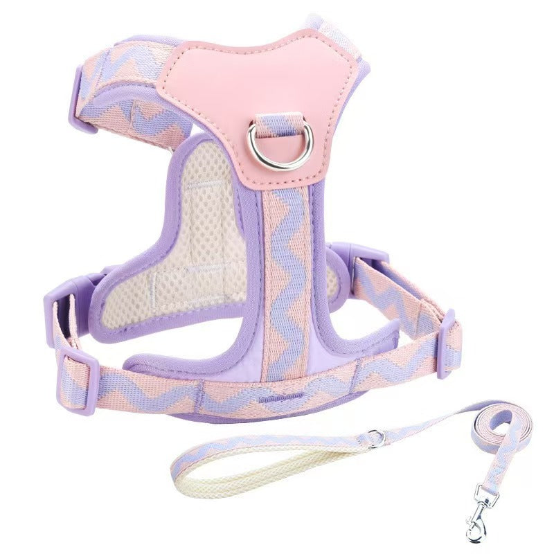 Dog leash vest type pet I-shaped chest strap Small and medium-sized dog Bichon teddy dog walking leash supplies