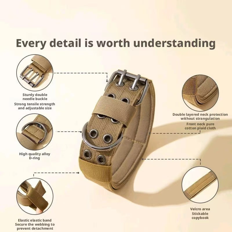 Pet dog collar, tactical collar, high-end tactical collar for medium and large dogs to prevent escape