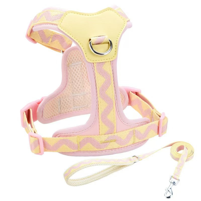 Dog leash vest type pet I-shaped chest strap Small and medium-sized dog Bichon teddy dog walking leash supplies