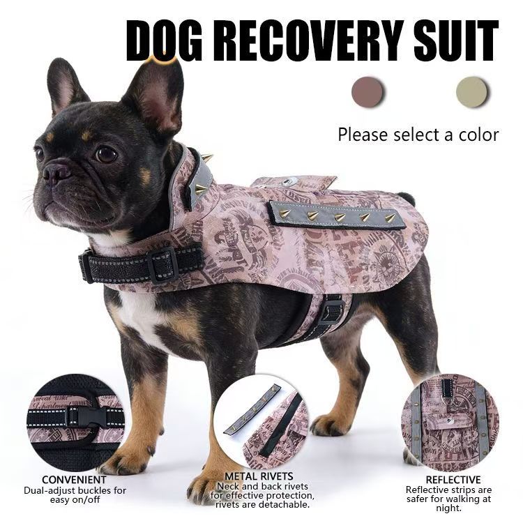 Pet Anti-Bite Clothing with Pads & Four Rows of Rivets, Outdoor Tear-Resistant Outfit for Bichon Frise & Yorkshire Terrier
