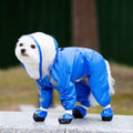Waterproof Breathable Pet Raincoat for Dogs & Cats, 4-Legs Full Body One-Piece Rain Jacket with Large Wide Brim Hood, Windproof Warm All-Purpose Pet Rainwear