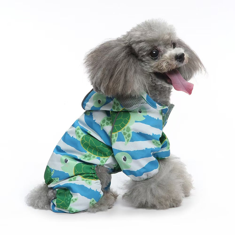 Dog Raincoat, Animal Style Full Body Waterproof Dog Jacket with Legs & Belly Coverage, Reflective Adjustable Pet Raincoat with Leash Hole for Small Medium Large Dogs
