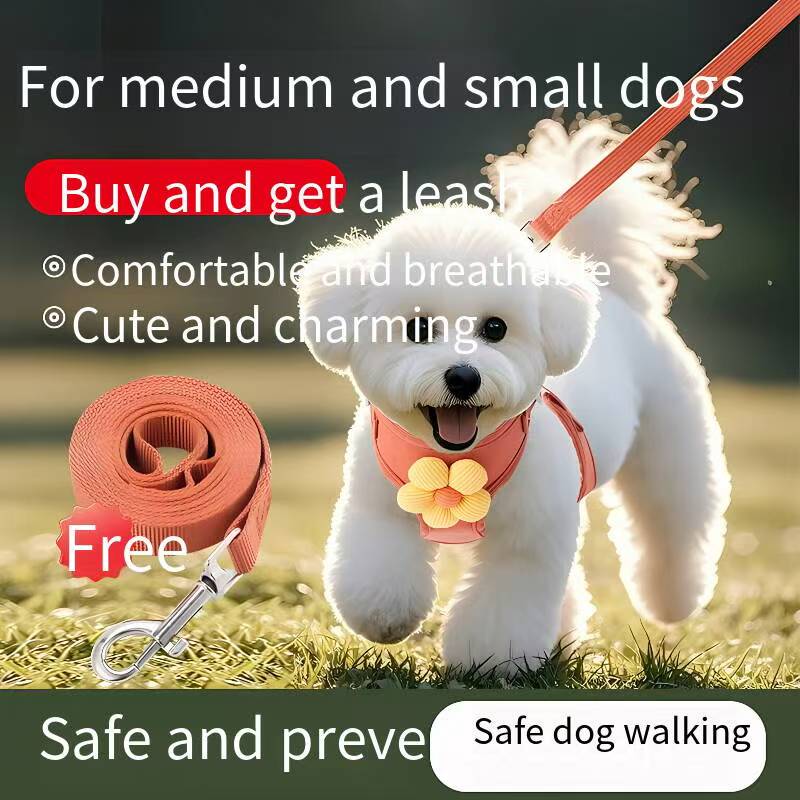 New style dog chest harness pet supplies, new small and medium-sized dog anti-escape vest-style dog leash.