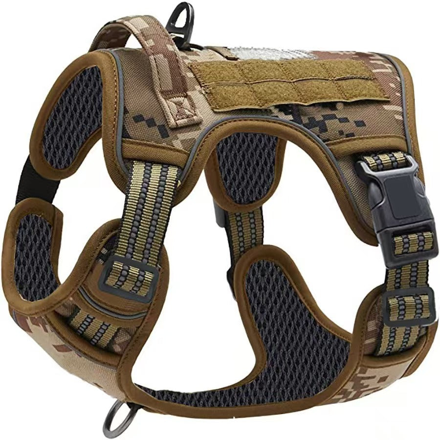 Pet tactical chest harness dog outdoor leash for large dogs with handle and adjustable traction vest
