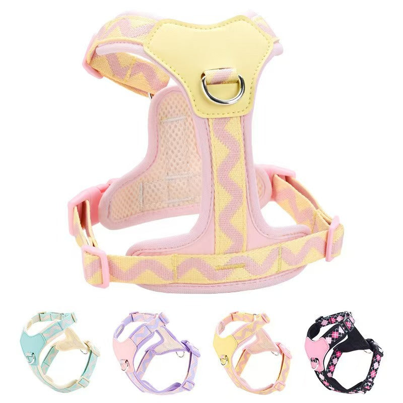 Dog leash vest type pet I-shaped chest strap Small and medium-sized dog Bichon teddy dog walking leash supplies