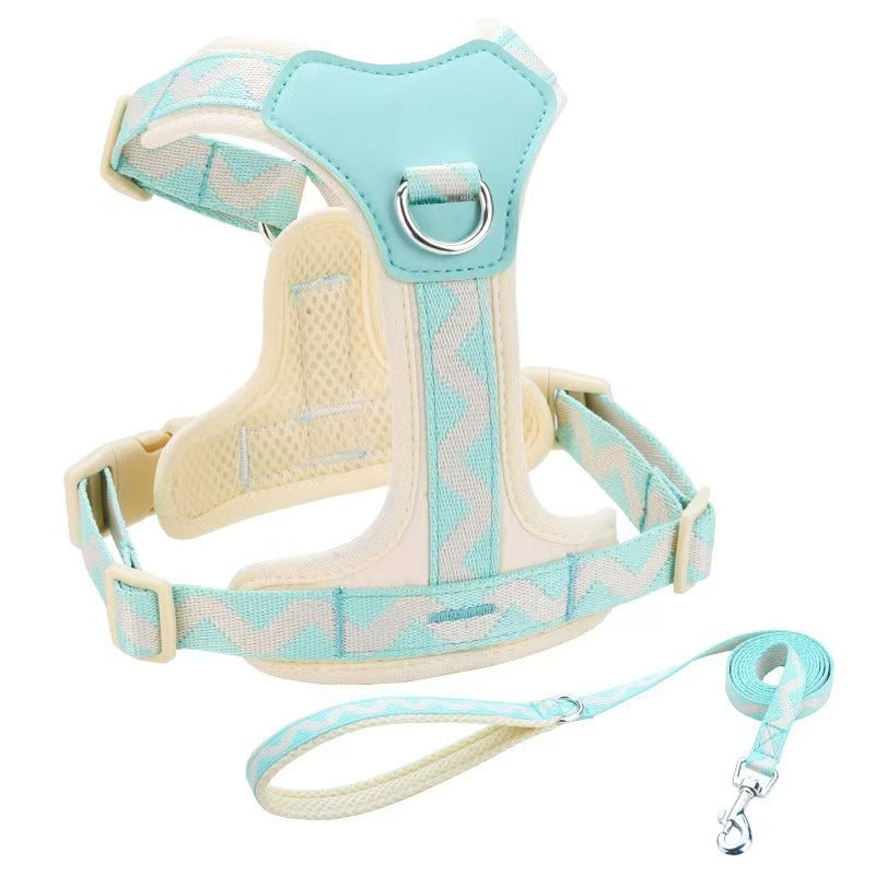 Dog leash vest type pet I-shaped chest strap Small and medium-sized dog Bichon teddy dog walking leash supplies