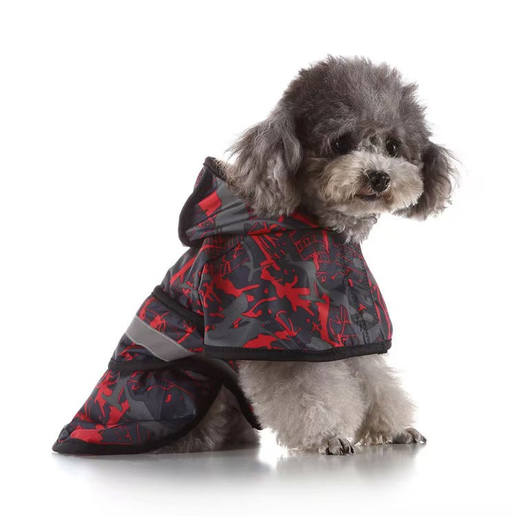 Hot-selling pet raincoat Small dog Medium and large dog Universal waterproof with reflective strip dog raincoat