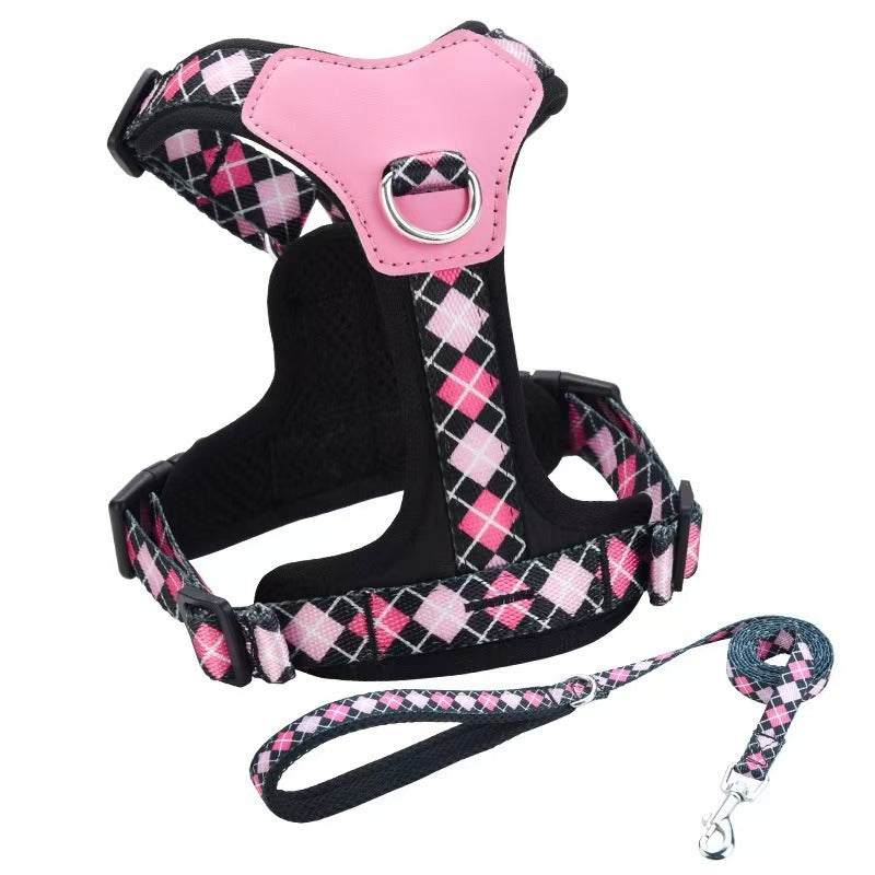Dog leash vest type pet I-shaped chest strap Small and medium-sized dog Bichon teddy dog walking leash supplies