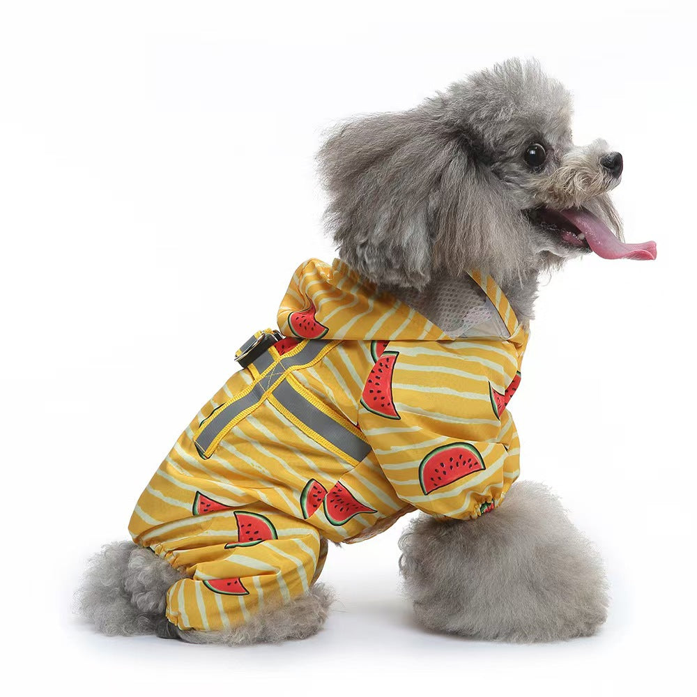 Dog Raincoat, Animal Style Full Body Waterproof Dog Jacket with Legs & Belly Coverage, Reflective Adjustable Pet Raincoat with Leash Hole for Small Medium Large Dogs