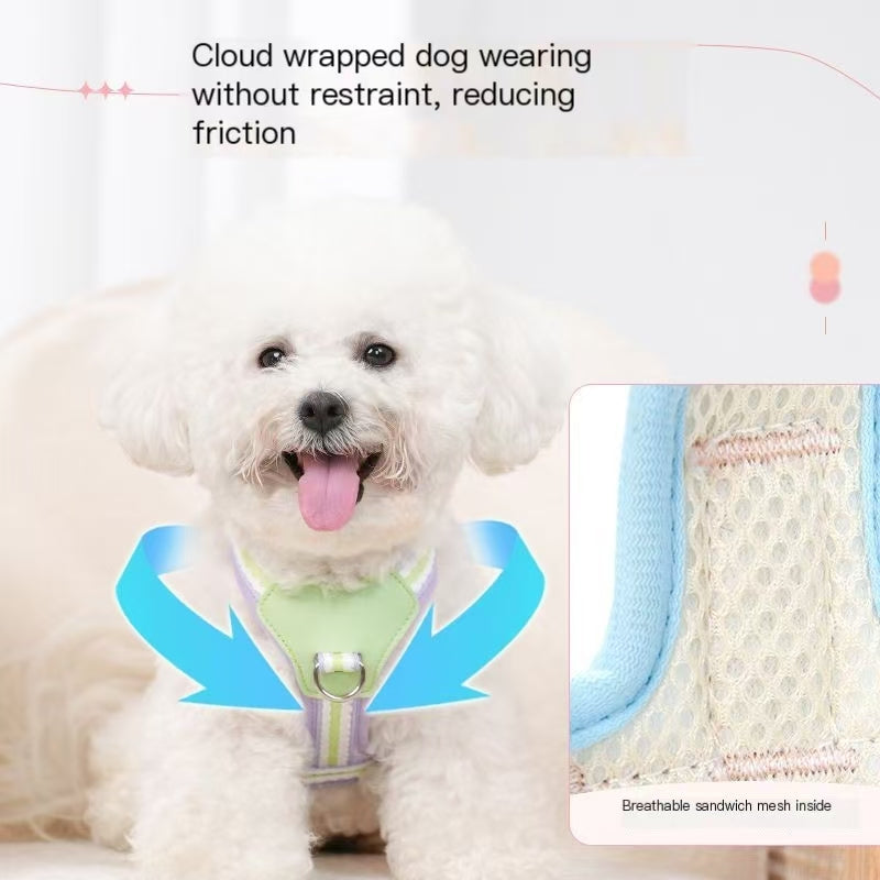 Dog leash vest type pet I-shaped chest strap Small and medium-sized dog Bichon teddy dog walking leash supplies