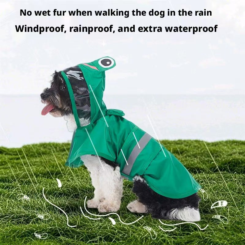 Dog Raincoat, Animal Style Full Body Waterproof Dog Jacket with Legs & Belly Coverage, Reflective Adjustable Pet Raincoat with Leash Hole for Small Medium Large Dogs