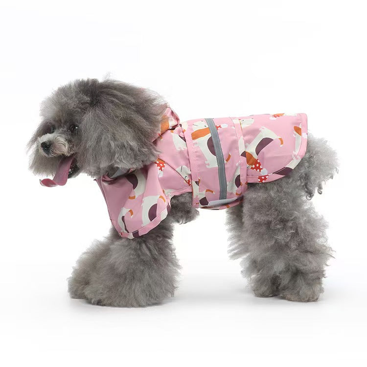 Dog Raincoat, Animal Style Full Body Waterproof Dog Jacket with Legs & Belly Coverage, Reflective Adjustable Pet Raincoat with Leash Hole for Small Medium Large Dogs