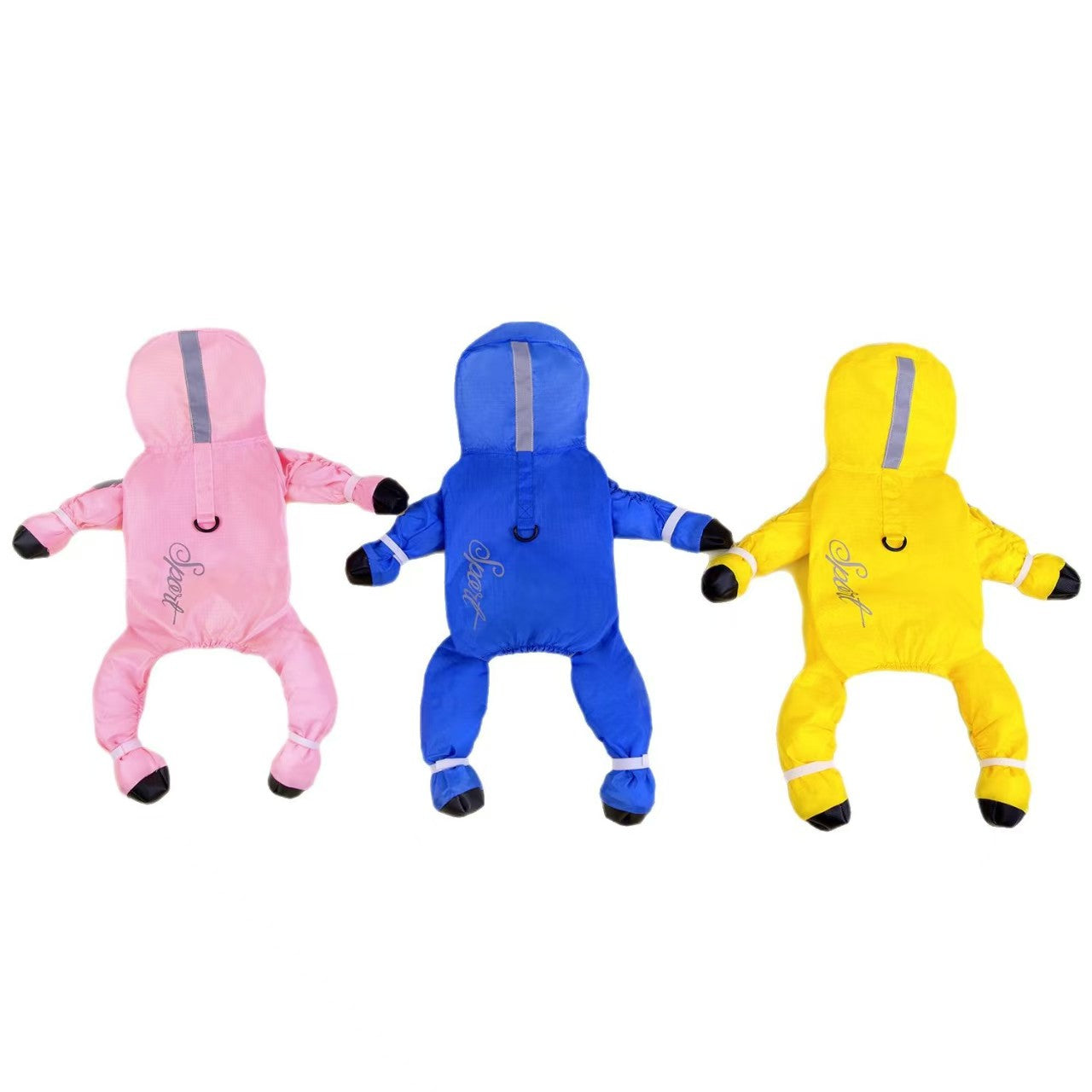 Waterproof Breathable Pet Raincoat for Dogs & Cats, 4-Legs Full Body One-Piece Rain Jacket with Large Wide Brim Hood, Windproof Warm All-Purpose Pet Rainwear