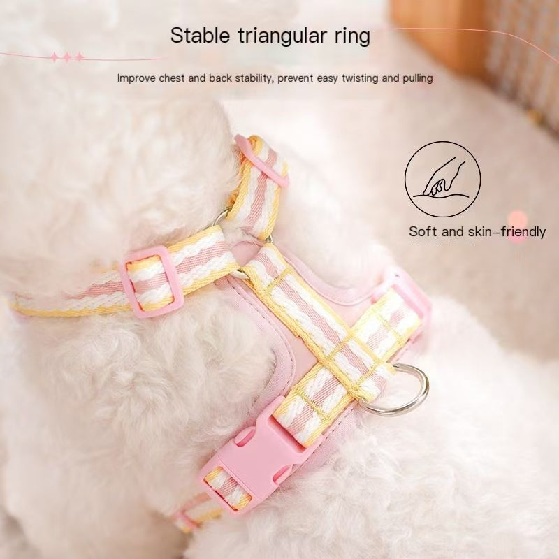 Dog leash vest type pet I-shaped chest strap Small and medium-sized dog Bichon teddy dog walking leash supplies