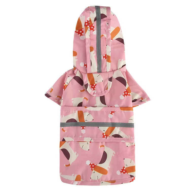 Dog Raincoat, Animal Style Full Body Waterproof Dog Jacket with Legs & Belly Coverage, Reflective Adjustable Pet Raincoat with Leash Hole for Small Medium Large Dogs