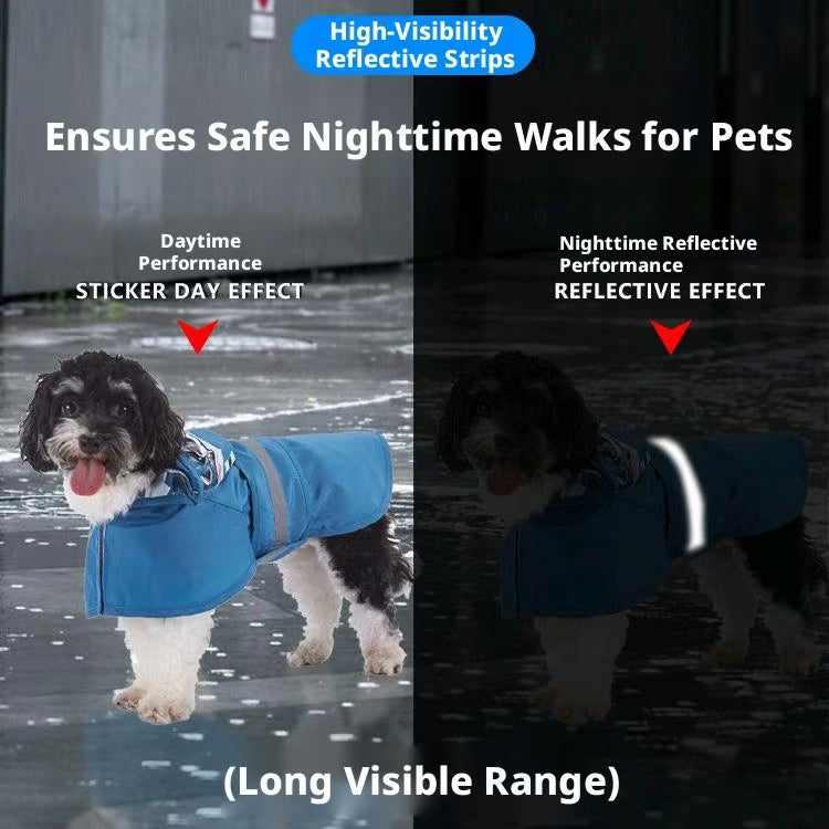Dog Raincoat, Animal Style Full Body Waterproof Dog Jacket with Legs & Belly Coverage, Reflective Adjustable Pet Raincoat with Leash Hole for Small Medium Large Dogs