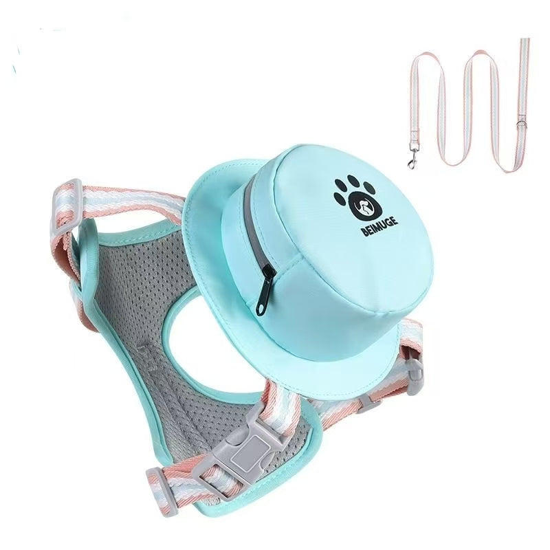 New pet dog dog self-backpack leash Teddy small and medium-sized dog cat vest chest back