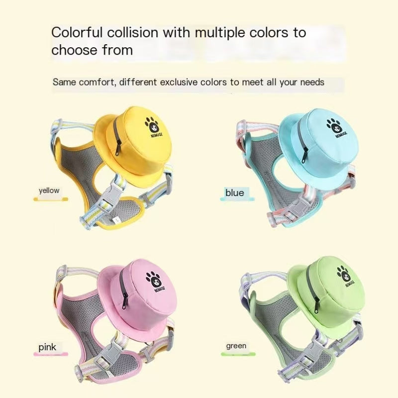 New pet dog dog self-backpack leash Teddy small and medium-sized dog cat vest chest back