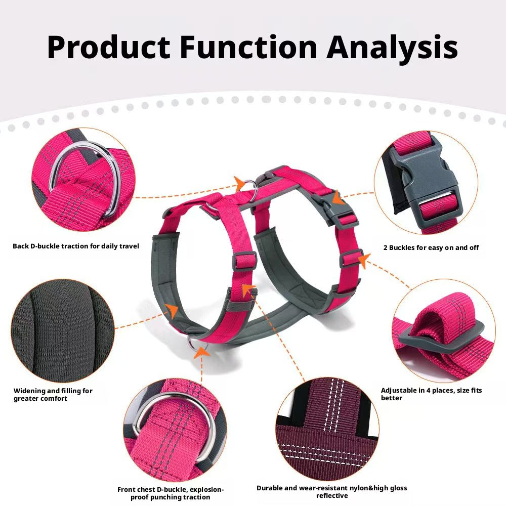 Dog leash chest strap vest type large, medium and small dog pet husky explosion-proof chest back walking dog rope