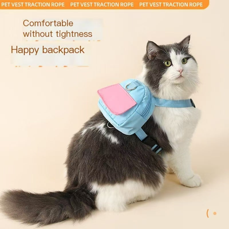 Portable Pet Backpack Walking Dog Leash Dog Back Cat Small Dog Corgi Teddy Chest Strap School Bag