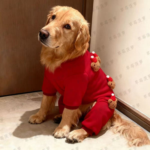 Dog clothes autumn and winter warm thickened cotton-padded clothes Bigbear Teddy Schnauzer small dog cat velvet four-legged clothes