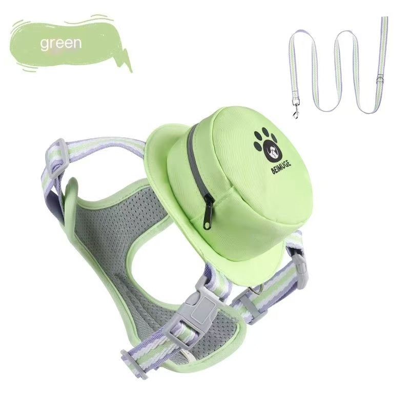 New pet dog dog self-backpack leash Teddy small and medium-sized dog cat vest chest back