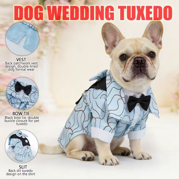 New Autumn Pet Wedding Suit Formal Tuxedo with Tie Polyester Dog Dress Evening Party Costume for Small Dogs