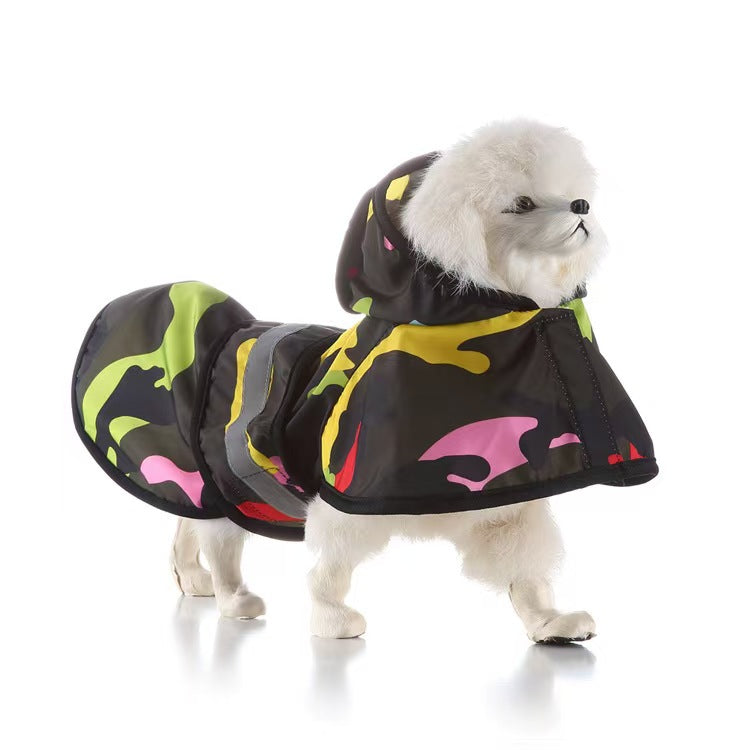 Hot-selling pet raincoat Small dog Medium and large dog Universal waterproof with reflective strip dog raincoat