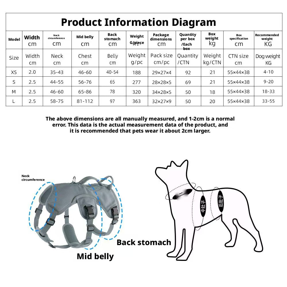 Dog leash vest Go out for walking dogs Medium and large dogs Pet chest Strap dog leash Anti-lost