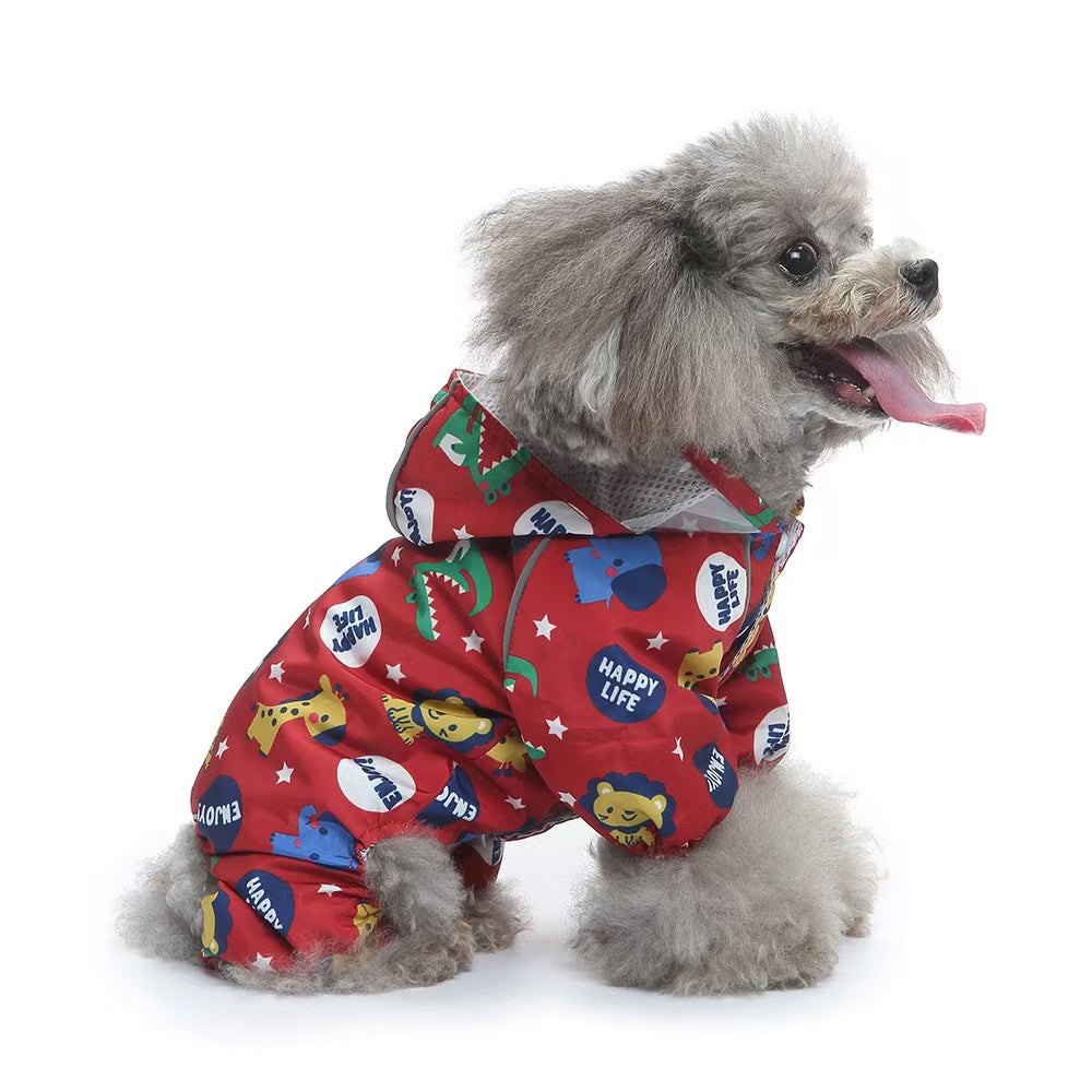 Dog Raincoat, Animal Style Full Body Waterproof Dog Jacket with Legs & Belly Coverage, Reflective Adjustable Pet Raincoat with Leash Hole for Small Medium Large Dogs