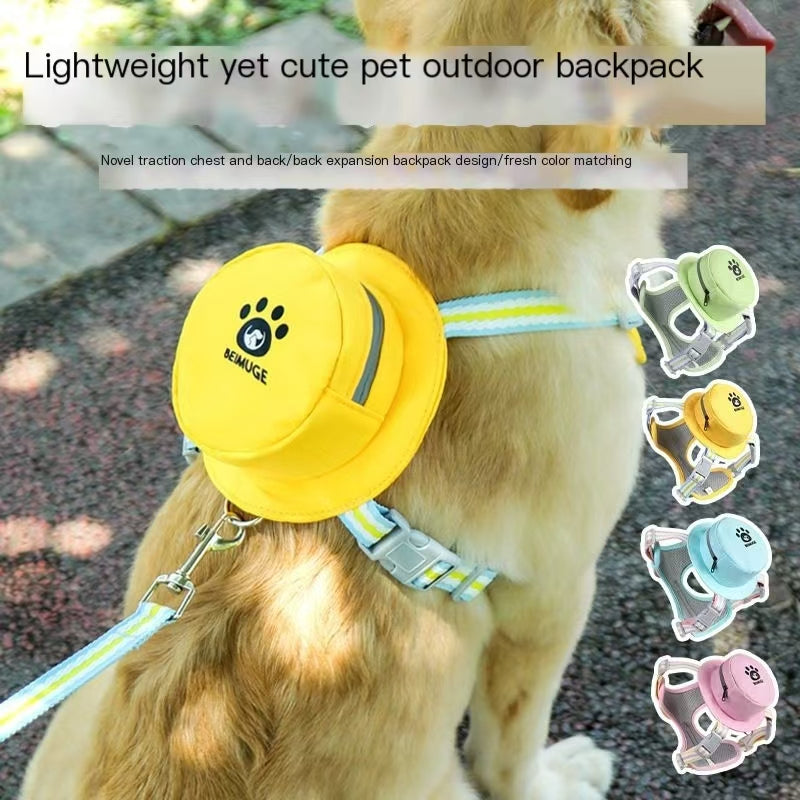 New pet dog dog self-backpack leash Teddy small and medium-sized dog cat vest chest back