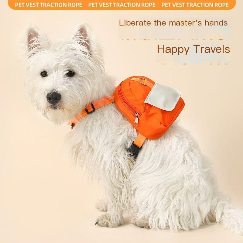Portable Pet Backpack Walking Dog Leash Dog Back Cat Small Dog Corgi Teddy Chest Strap School Bag