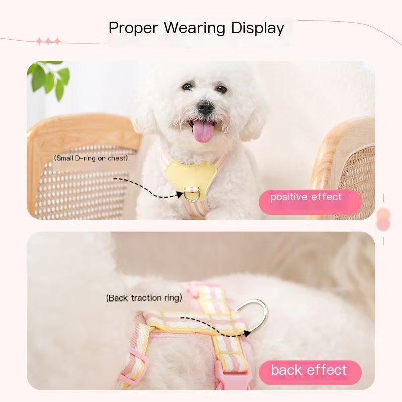 Dog leash vest type pet I-shaped chest strap Small and medium-sized dog Bichon teddy dog walking leash supplies