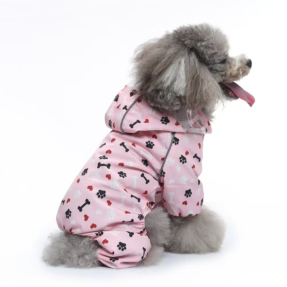Dog Raincoat, Animal Style Full Body Waterproof Dog Jacket with Legs & Belly Coverage, Reflective Adjustable Pet Raincoat with Leash Hole for Small Medium Large Dogs
