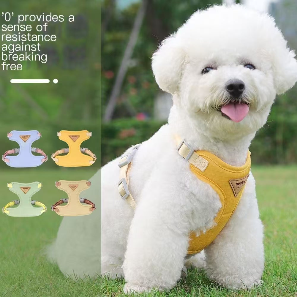 Dog leash cute small dog chest back light unrestrained chest strap outdoor anti-break free pet leash