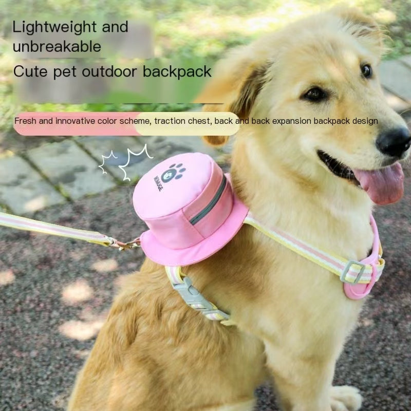 New pet dog dog self-backpack leash Teddy small and medium-sized dog cat vest chest back