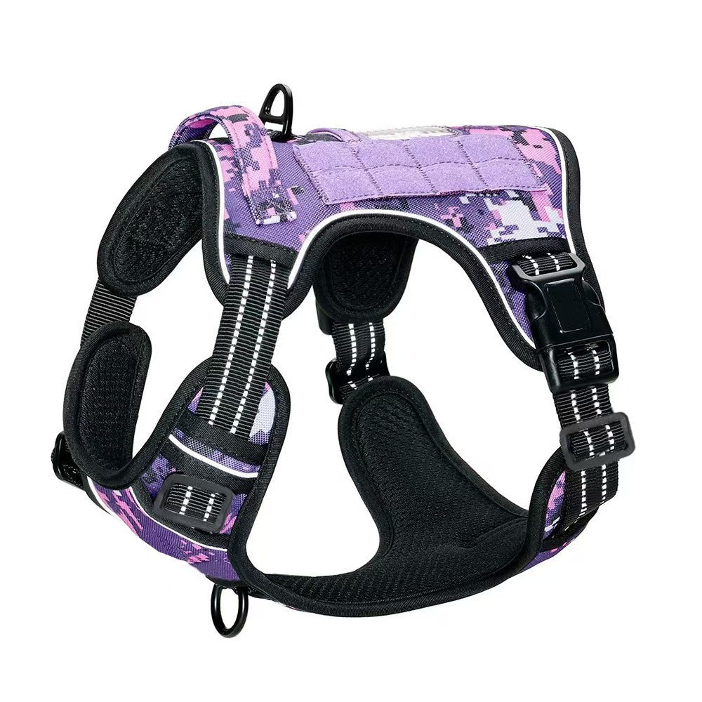 Pet tactical chest harness dog outdoor leash for large dogs with handle and adjustable traction vest