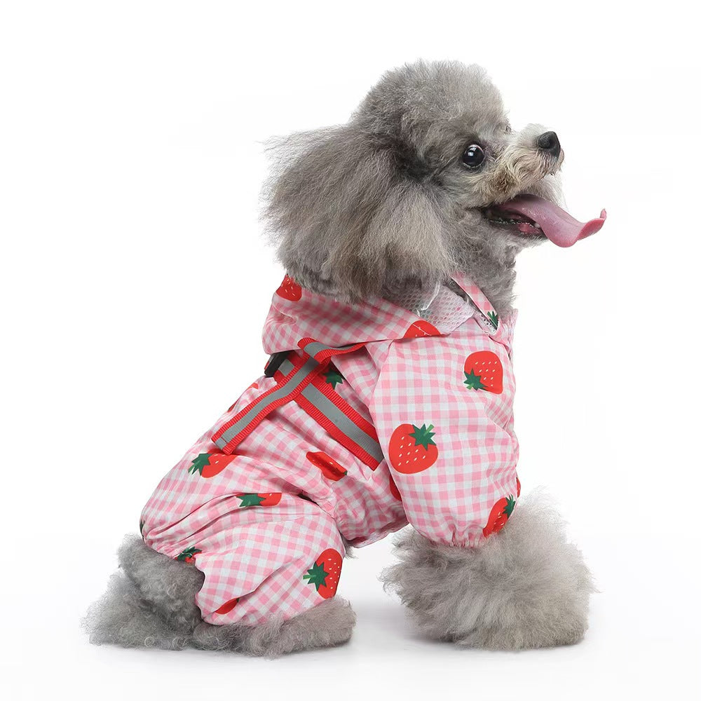 Dog Raincoat, Animal Style Full Body Waterproof Dog Jacket with Legs & Belly Coverage, Reflective Adjustable Pet Raincoat with Leash Hole for Small Medium Large Dogs