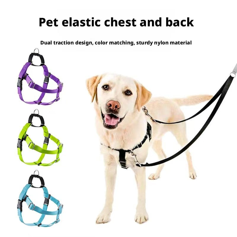 New large, medium and small dog pet chest strap nylon dog leash vest type chest back golden retriever walking dog leash