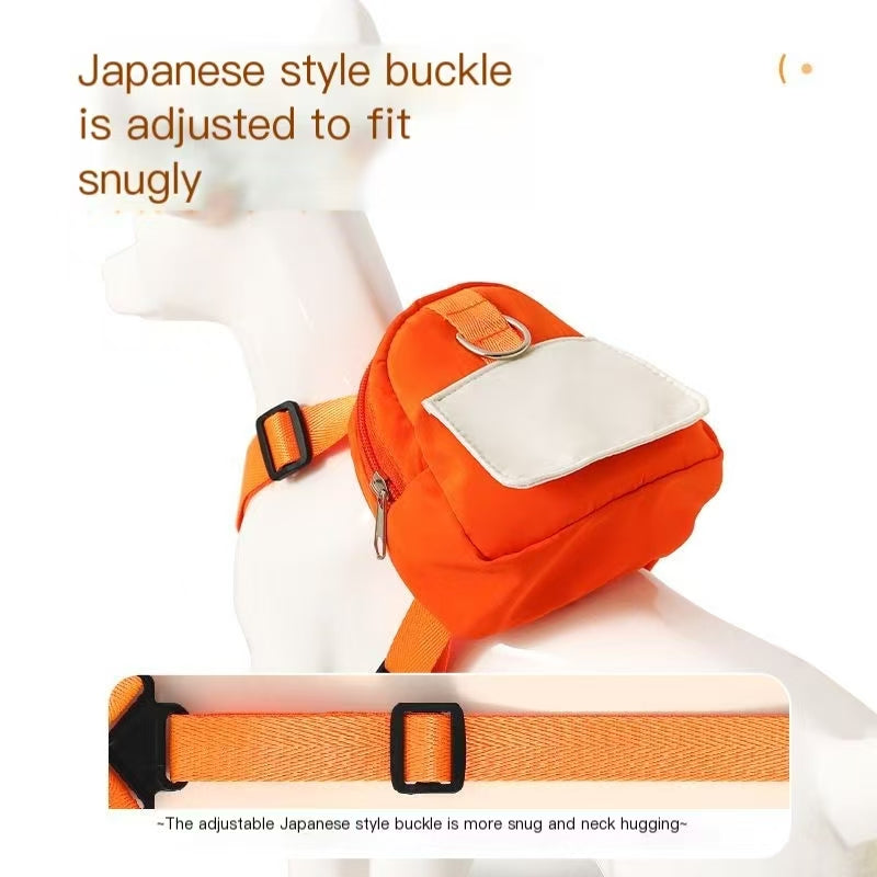 Portable Pet Backpack Walking Dog Leash Dog Back Cat Small Dog Corgi Teddy Chest Strap School Bag