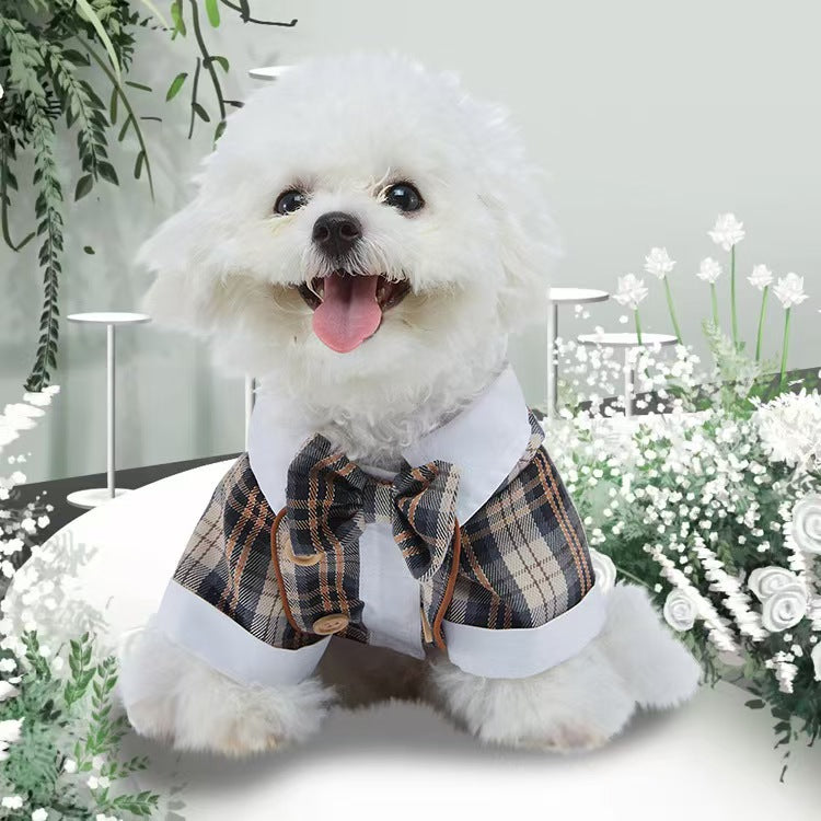 New Autumn Pet Wedding Suit Formal Tuxedo with Tie Polyester Dog Dress Evening Party Costume for Small Dogs