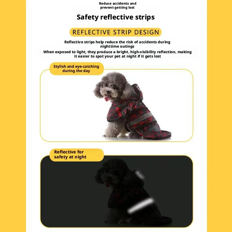Hot-selling pet raincoat Small dog Medium and large dog Universal waterproof with reflective strip dog raincoat